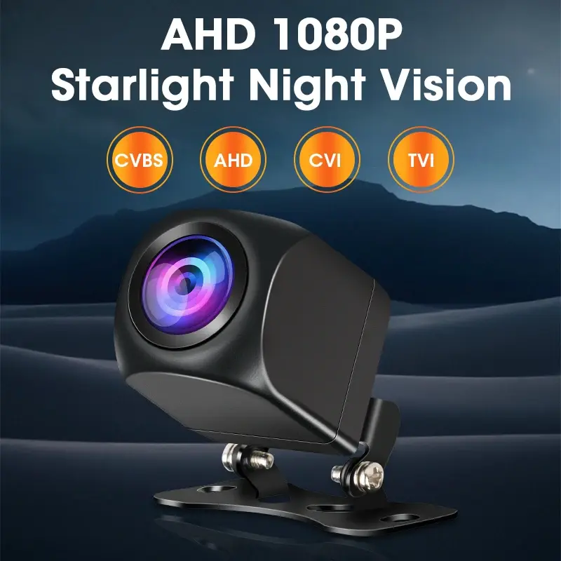 Caméra de recul avec objectif fisheye pour DVR Dash, vision nocturne, barrage, 4 broches, commande par bouton, AHD, NTSC, PAL, TVI, CVI, ite peu claire, 1080P