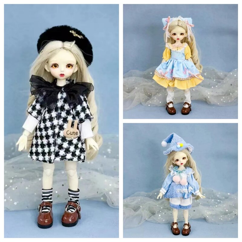 Cute Casual Doll Clothes Set para Meninas, Princess Dress, 1/6 BJD Outfit, Girl Toy, Gift Accessories, Holiday, Fashion, 30cm