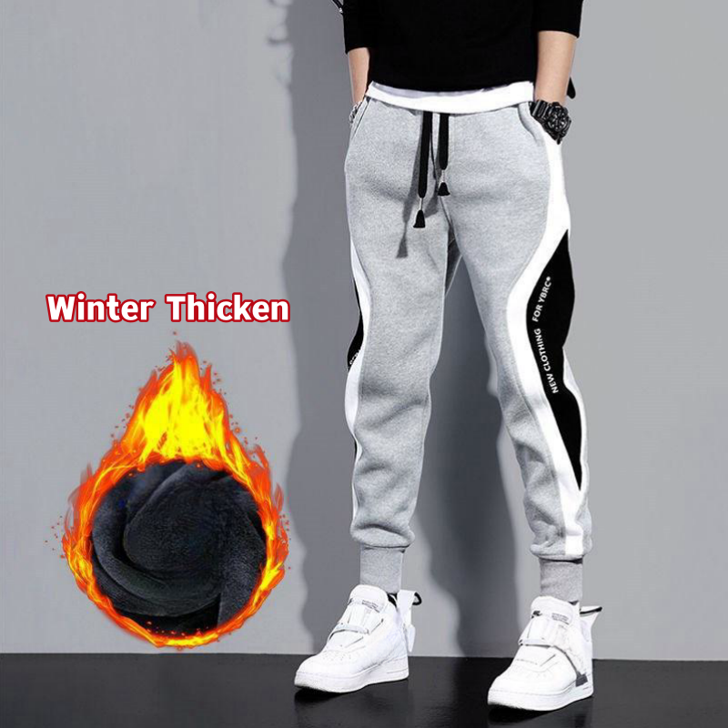 Autumn Winter Men's Thicken Fleece Pants Loose Pants Jogger Pocket Casual Sports Pants Fashion Male Trousers Streetwear Clothes
