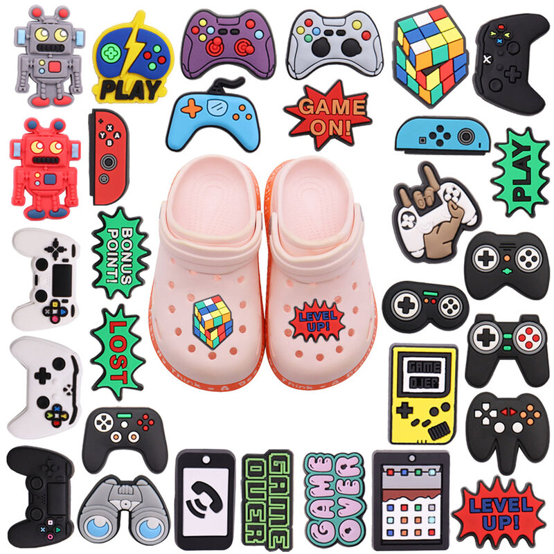 PVC Sapato Encantos para Gamepad, Robô, Telefone Móvel, Console de Jogos Fivela, Acessórios Decorações, Ornamento Botão, Presente do miúdo, Meninos, 1-30Pcs