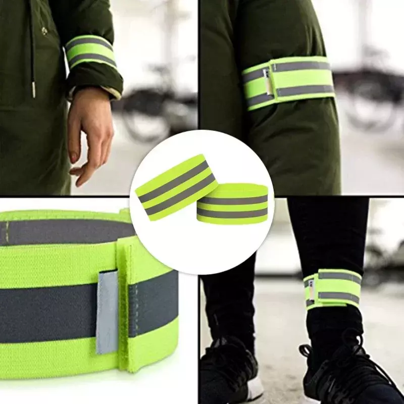 1 Pair Reflective Arm Wrist Band Night Working Safety Reflector Tape Reflective Strap Band Reflective Material Armband 5x35cm