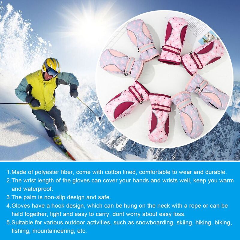 Moda inverno deve engrossar quente crianças crianças luvas de esqui de manga comprida luvas de equitação ao ar livre neve snowboard