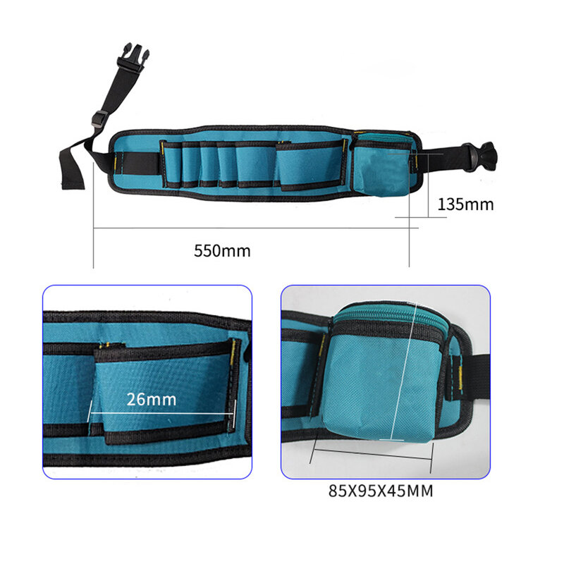 กระเป๋าเครื่องมือคาดเอว1ชิ้น, กระเป๋าหลายช่องกระเป๋าเก็บเข็มขัดที่เก็บอุปกรณ์ปรับได้สำหรับงานช่างไม้เครื่องมือช่าง