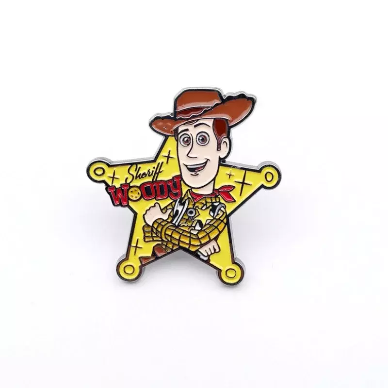 Disney Toy Story kartun Woody Buzz Lightyear Enamel pin bros Anime Lapel ransel kerah Jeans Aksesori lencana hadiah perhiasan