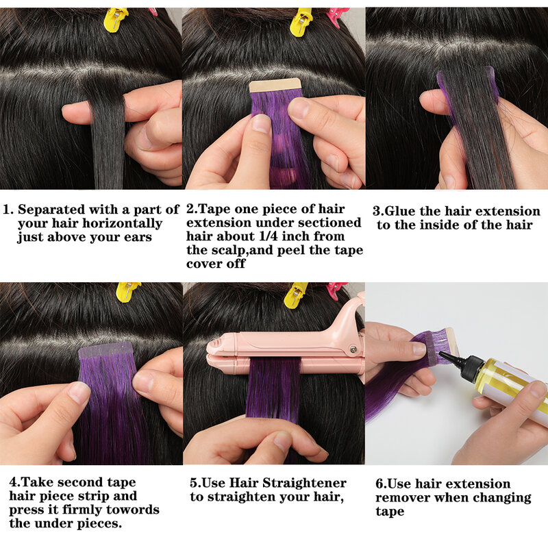 ShowCoco-cinta de doble estiramiento en extensión de cabello humano, 100% cabello humano, Color Ombre, extremos gruesos, Remy recto, 14 "-24", alta densidad