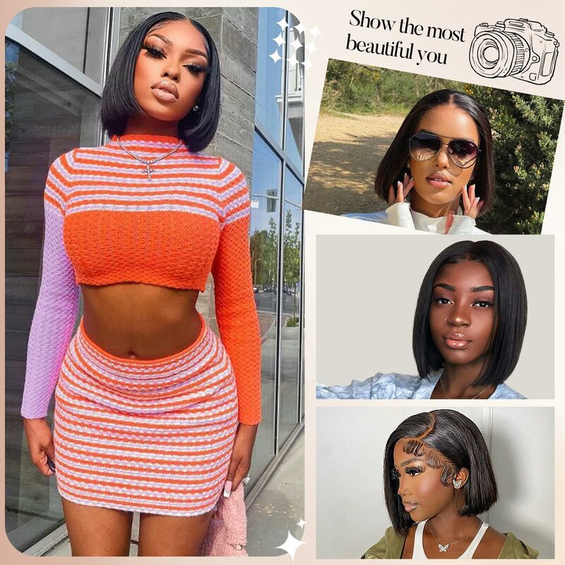 13x4 HD Transparent Lace Frontal Wig Bob Wear Go Glueless Bob Wig Lace Front Human Hair Wigs Short Pre Plucked Straight on Sale