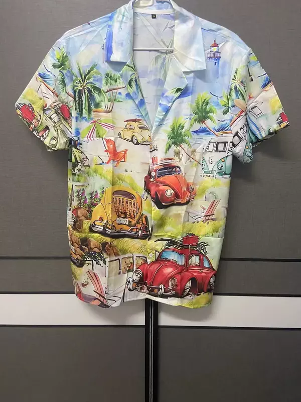 Kurzärmliges Hawaii-Hemd für Herren, großes 3D-bedrucktes Hemd, Spielcharakter-Stil, kubanischer Stil, Sommerferien, neue Mode