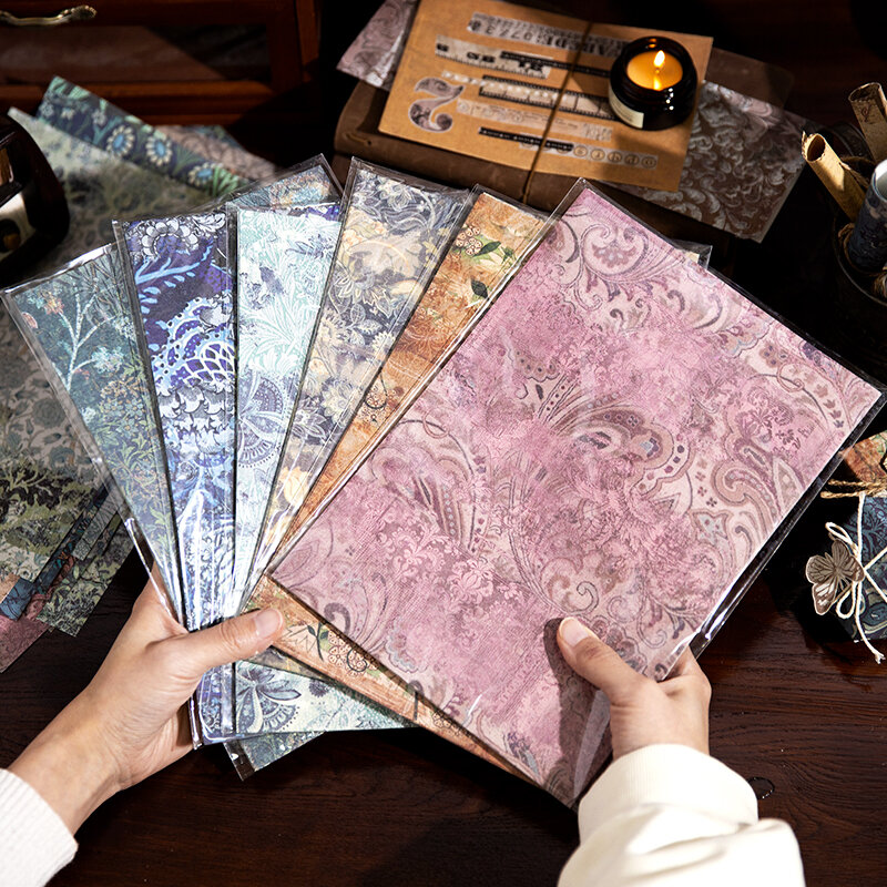 20 lembar bahan seni bunga catatan perbatasan buku catatan sastra tanaman sekolah dekoratif bantalan Memo buku tempel 25*17CM