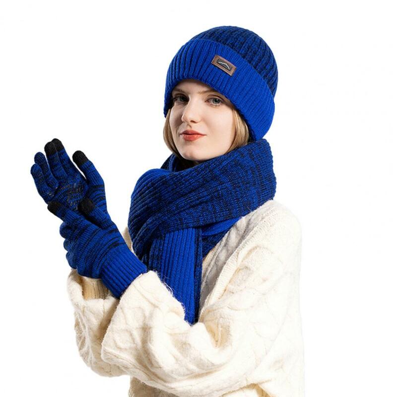 Conjunto de bufanda de punto larga, forro polar ultragrueso, gorro, guantes, bufanda, cálido, súper suave, a prueba de viento, Invierno