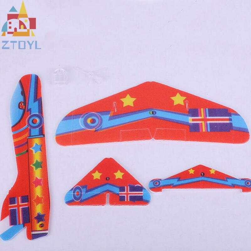 Ztoyl avião planador elástico, brinquedo infantil barato para crianças, presente diy, modelo educacional de 18.5x19cm