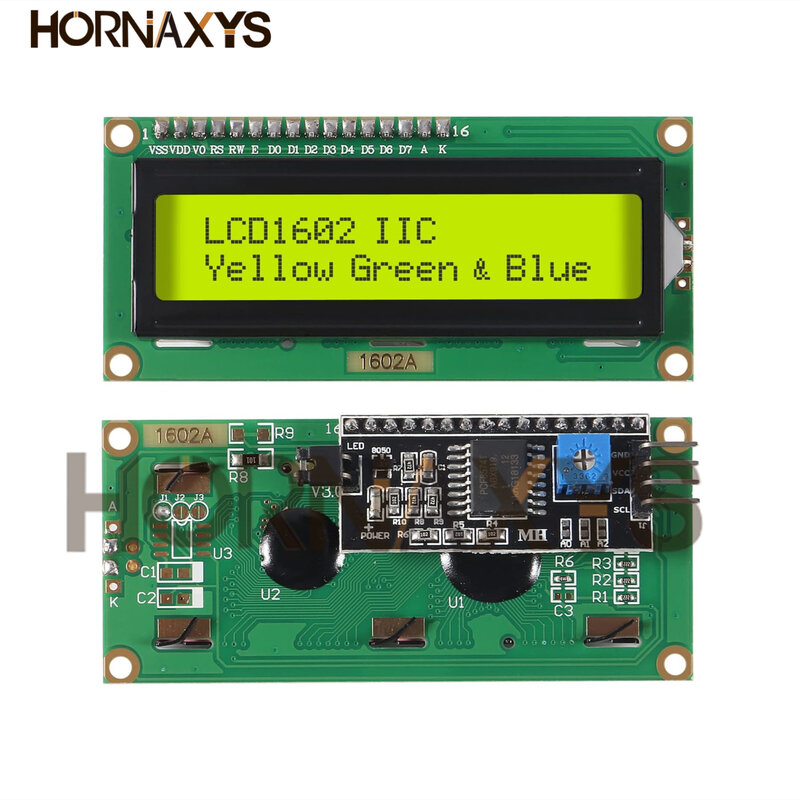 Lcd1602 + I2c Module Blauw/Geel Groen Scherm 16X2 Karakter Lcd-Scherm Pcf 8574T Pcf8574 Iic I2c Interface 5V Voor Arduino