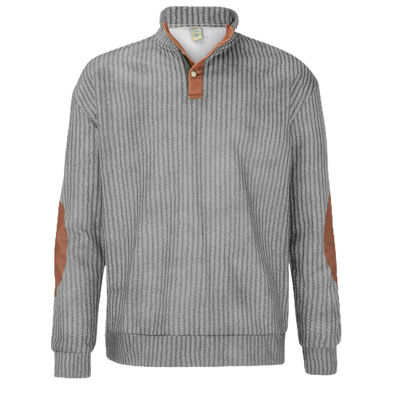 Sweatshirt Vintage kancing musim gugur pria, atasan Pullover lengan panjang, Sweatshirt kasual ukuran besar mode 2023