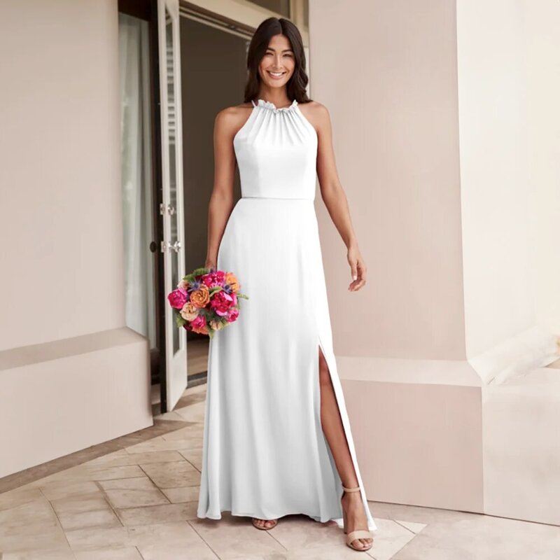 Doymeny, свадебное платье для вечеринки, популярная модель лета 2023, а-силуэт, халтер, официальные платья, атласный элегантный халат для свадебного торжества