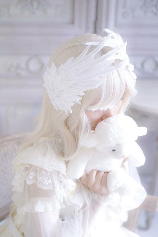Nakrycie głowy Lolita anielskie skrzydła piórko czarne białe występ na imprezie styl gothic lolita ozdoba do włosów skrzydła