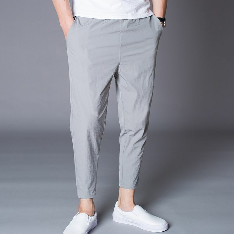 Ice Silk Thin Nine-Point Pants Summer Men's Casual Loose Large Size Male Harem Pants Small Foot  Fashion Men's Tight Trousers