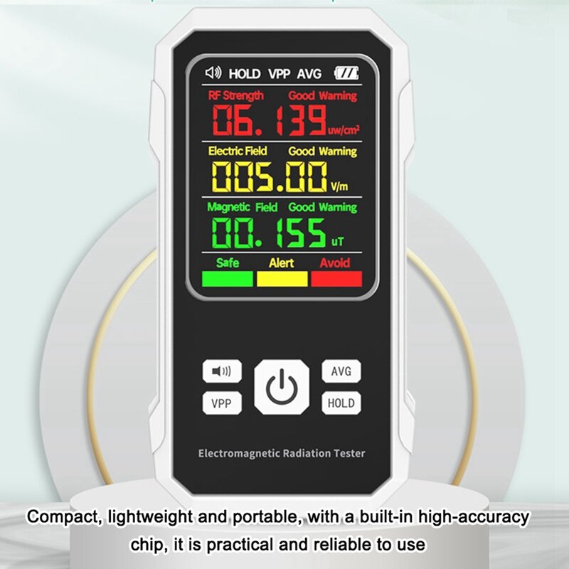 Electromagnetic Radiation Detector Electric Magnetic Field Tester Meter RF Strength Detection Device With Sound Alarm