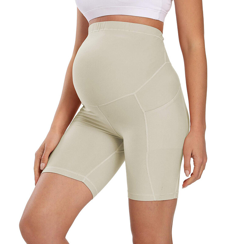 Celana legging ibu hamil wanita, celana pendek ramping olahraga Yoga Fitness pinggang tinggi musim panas 2024 1 potong
