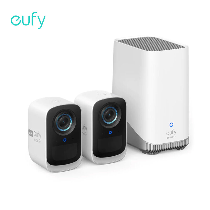 EufyCam – mini caméra de surveillance extérieure IP 4K 3C, dispositif de sécurité sans fil, avec 1 Kit de caméras, projecteur, stockage Local, couleur, Vision nocturne
