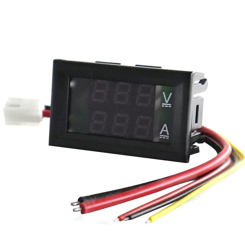 Voltímetro digital Amperímetro com LED, medidor de voltímetro digital duplo, azul e vermelho, calibre para eletromóvel, motocicleta e carro, DC 100V, 10A
