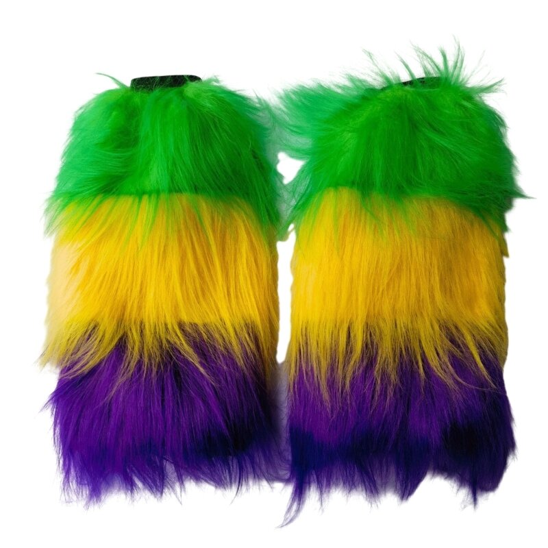 Calentador piernas felpa peluda Mardi Gras para mujer, accesorios disfraz fiesta Carnaval, envío directo