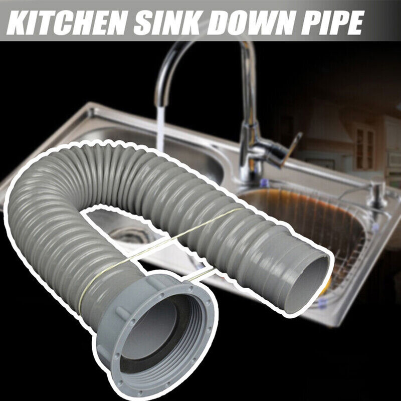 1pc 100cm Sewer Kit Kitchen Sink Drain Pipe Strainer Extendable Drain Hose Home Improvement Bathroom Supplies Kitchen Supplies