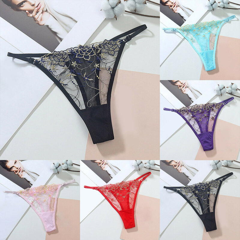 Sexy Lingerie Women's Underwear Embroidered Hollow Mesh Seductive Thong Panties Underpants Lingerie For Women Трусики Женские