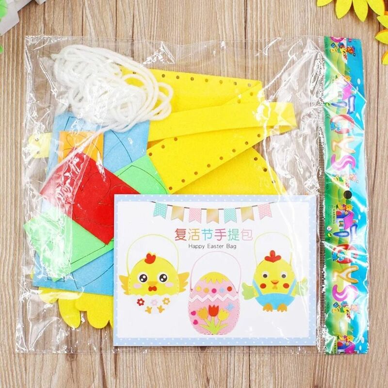 Easter Egg DIY Flower Basket, Coelho Decorado, Bolsa Eggshell Pintada, Decoração da Casa, Tecido Não Tecido
