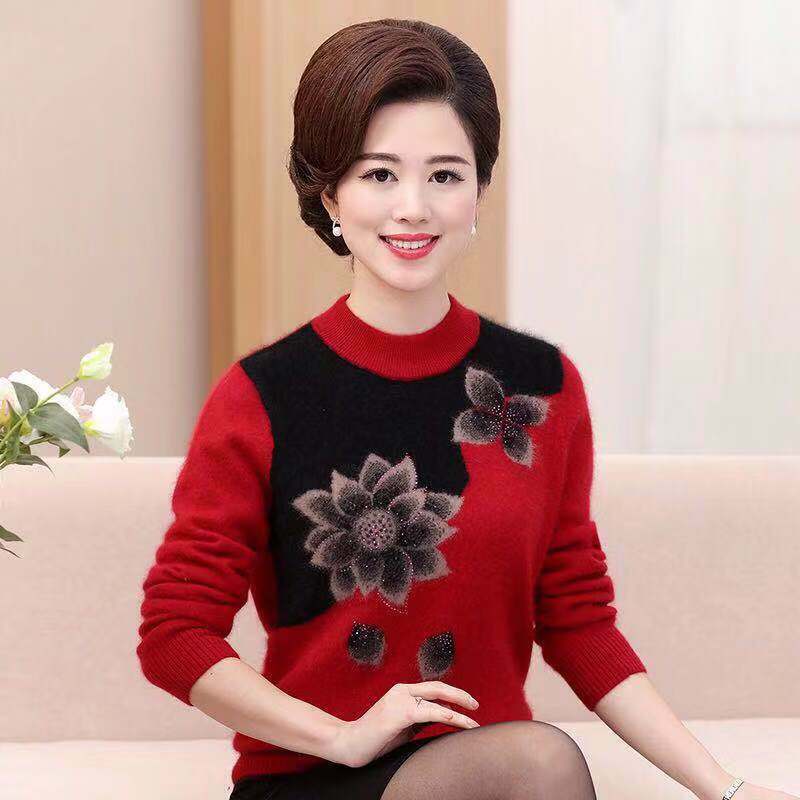 Elegante colletto alla coreana lavorato a maglia con diamanti impiombati maglioni abbigliamento donna 2023 inverno New Loose Office Lady pullover top coreani