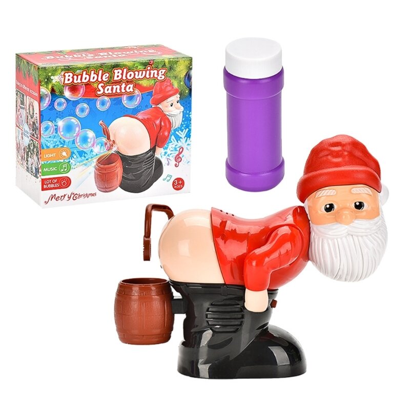 Nieuwigheid Santa Bubble Blower Speelgoed voor kinderen Elektrische scheet Santa Fun Christmas Gift Dropship