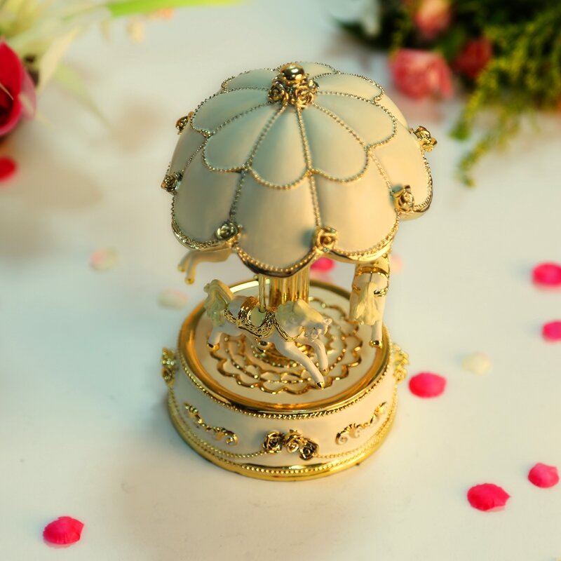 Leuchtende kreative Spieluhr elegante bunte Glitzer Karussell Spieluhr Haupt dekoration Kinder Mädchen Neujahrs geburtstags geschenk