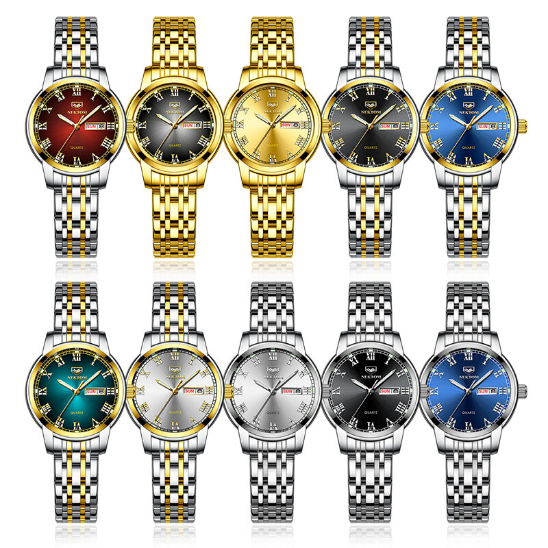 Homem topo marca nova casal relógios para amantes de luxo moda aço inoxidável relógios de quartzo para homem e mulher à prova dwaterproof água
