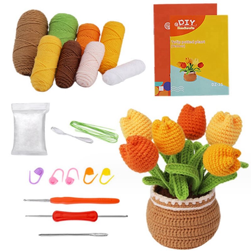Crochet Kit For Beginners Tulips Crochet Kit For Beginners Complete Beginners Adults With Step-By-Step Video Tutorials
