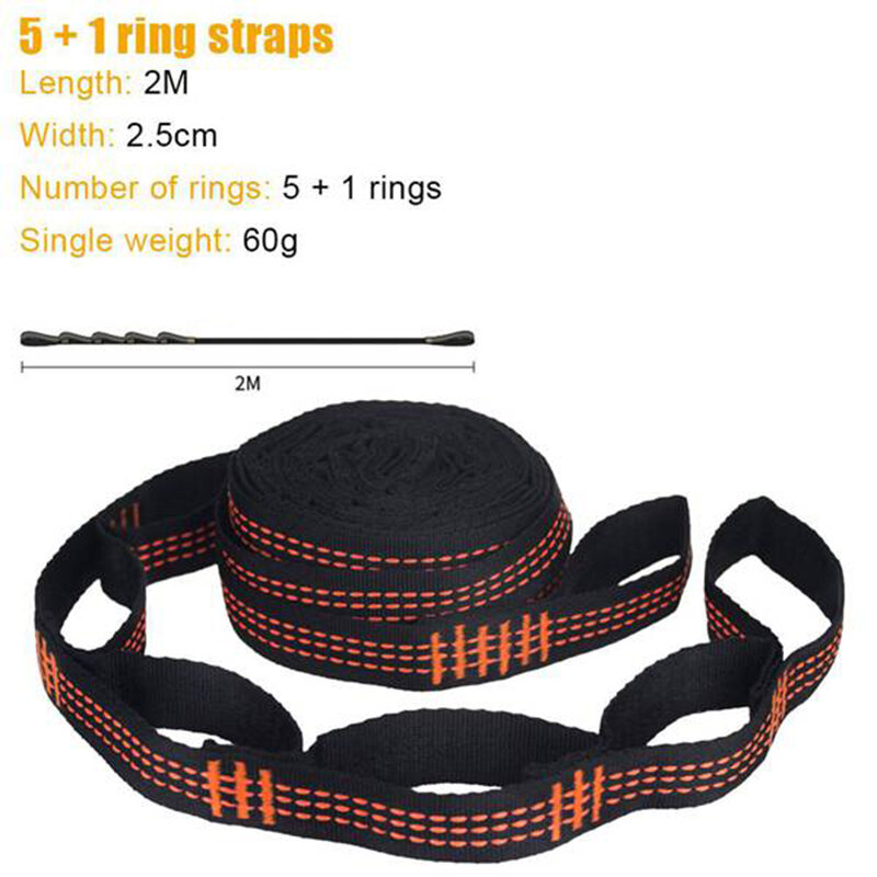 2pcs 2m Hammock Strap Super Strong Outdoor Camping Hammock Garden Swing Straps Rope High Strength Load-Bearing Rope