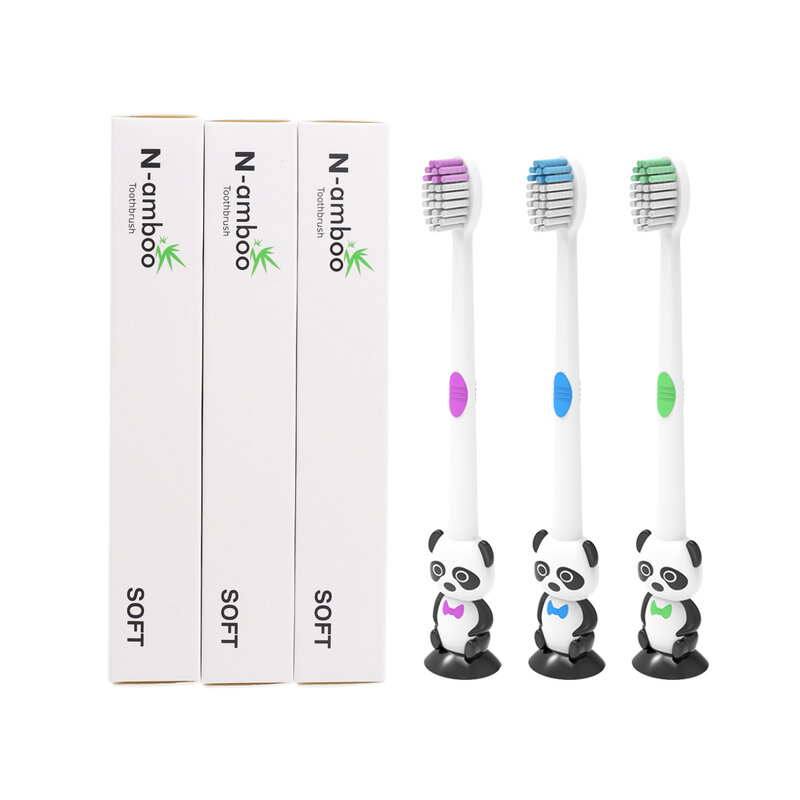 Cepillo de dientes para niños, cerdas suaves, Panda encantador