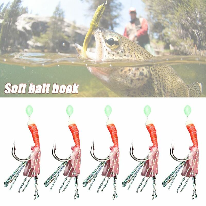 long tail Tied up Glow fish lure New Fishing Tackle Soft Silicone head Soft bait hook Swim Carbon Steel String hook Durable