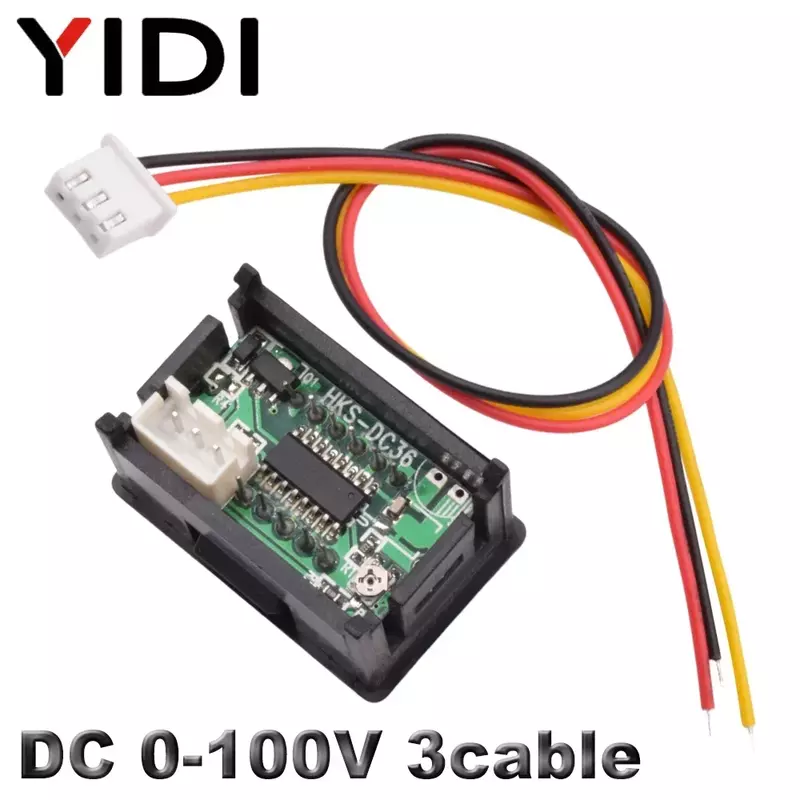 Mini voltímetro con pantalla Digital LED para coche, Detector de voltaje de 0,36-30VDC, calibrador de lectura, 5 piezas, 100 pulgadas, CC de 0-2,3 V