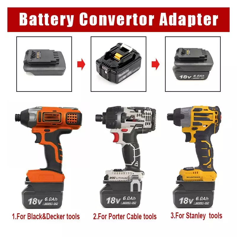 Adaptateur de batterie pour Makita, batterie au Lithium 18V, converti en câble Black & Decker PORTER, Stanley, convertisseur de batterie 18V 20V