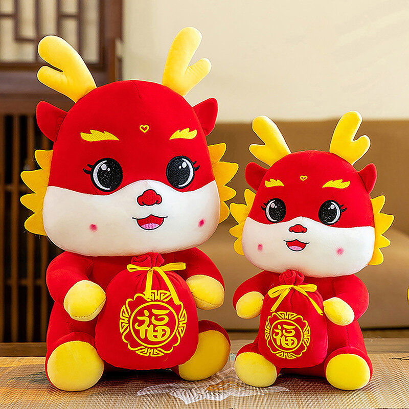 1pc kreatywny chiński smok pluszowe zabawki miękkie wypchane zwierzę lalki 2024 nowy rok maskotka dekoracja dziecko prezenty dla dzieci