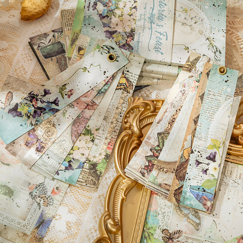 Material de collage de bordes de encaje, decoración de flores de papel, mariposa de fiesta de Victoria, álbum de recortes DIY, 163x97MM, 30 piezas