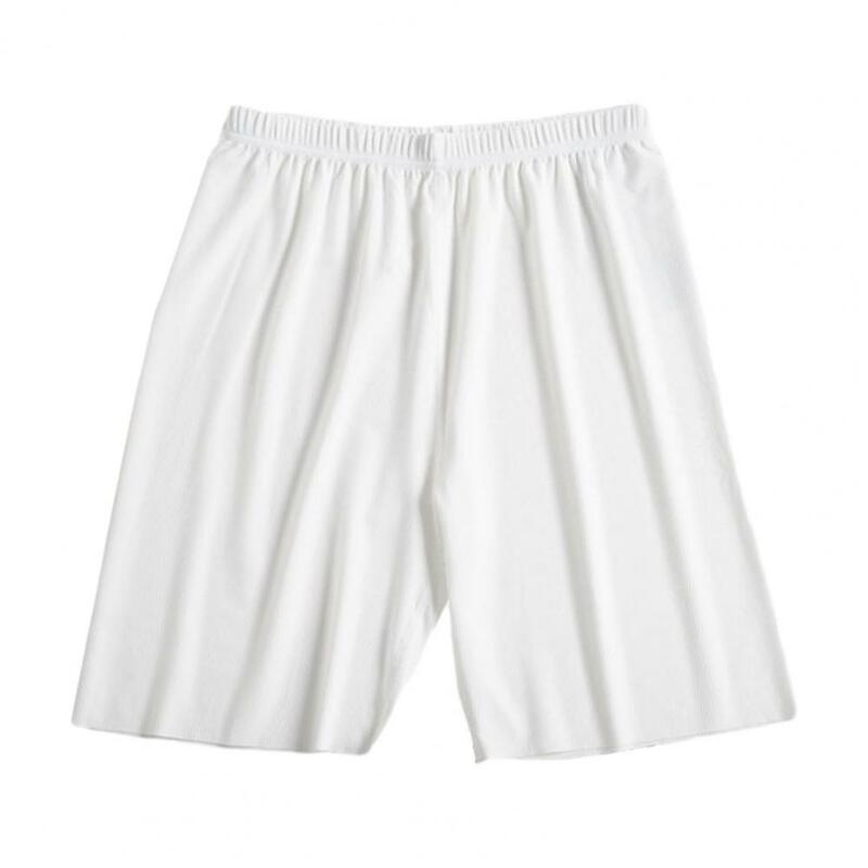 Pantalones cortos de pijama de tiro medio para hombre, Shorts de pierna ancha, transpirables, de seda de hielo, para playa y el hogar