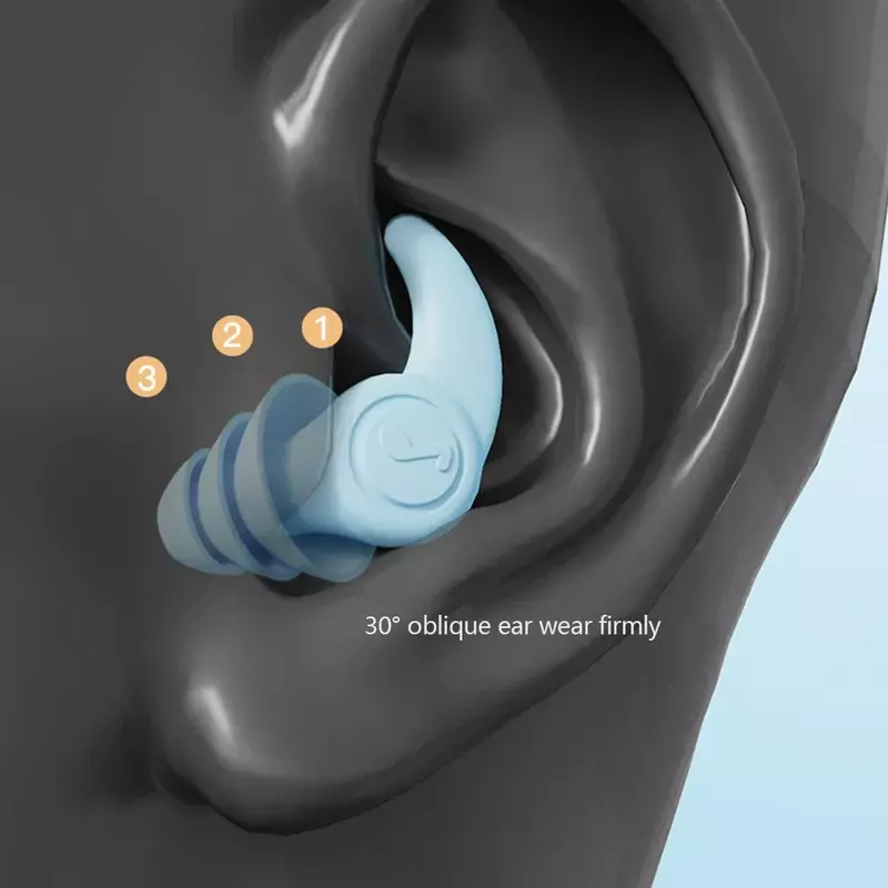 Dźwiękoszczelne zatyczki do uszu trzy warstwy miękki komfort silikonowe zatyczki do uszu redukcja hałasu ochrona słuchu snu wodoodporny zatyczka do uszu do pływania