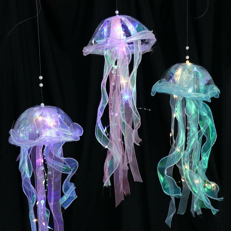 Lámpara de Medusa con borlas para decoración de habitación pequeña, fiesta de cumpleaños de flores para farol portátil, Festival de medio otoño, luz nocturna