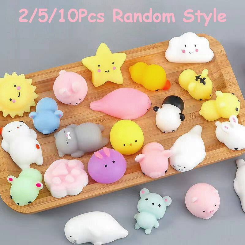 Mini Animal Squishy Toy for Kids, Stress Relief Toys, Squeeze Ball, Stress Relief, Birthday Party Favors, Random Style, 2 Pcs, 5 Pcs, 10Pcs