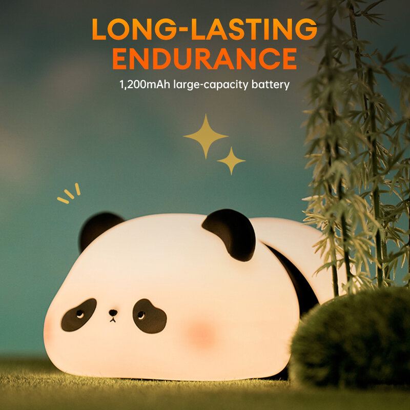 Lampu Tidur silikon Panda LED, lentera Malam lembut hangat suasana bisa diredupkan untuk hadiah anak-anak