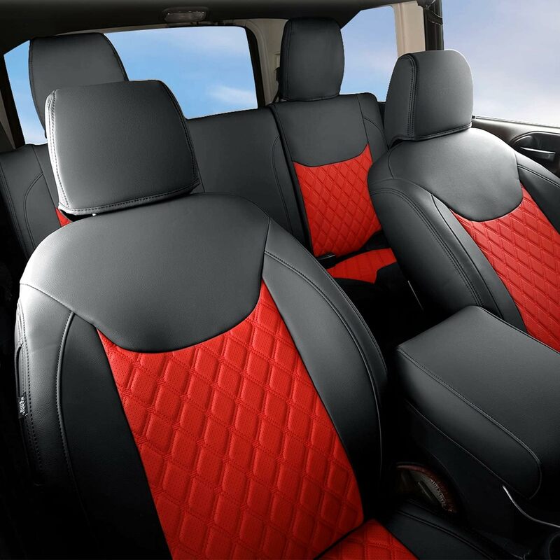 Seat Covers Full Set Durable Waterproof Leather for Pickup Truck Fit for Wrangler Unlimited 2007 to 2017