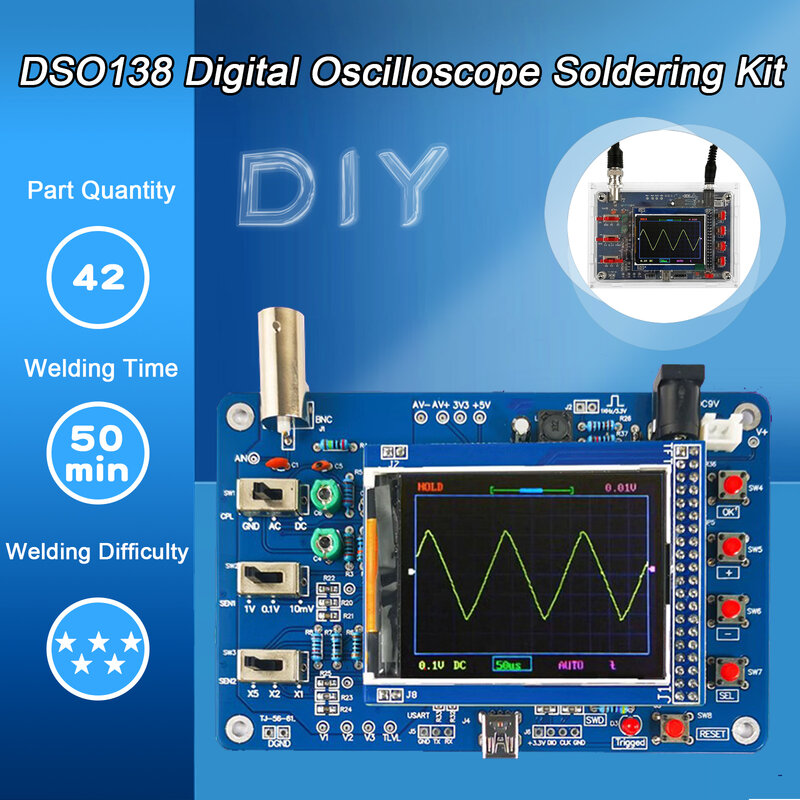 DSO138 디지털 오실로스코프 키트, DIY 마이크로 컨트롤러, 전자 회로 기판, 전자 교육 훈련 키트에 적합