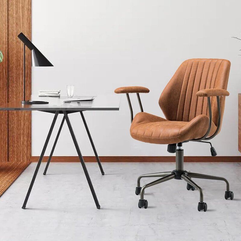 XIZZI-silla de oficina moderna de mediados de siglo, giratoria rodante, altura ajustable, ergonómica, soporte trasero, silla de escritorio para el hogar