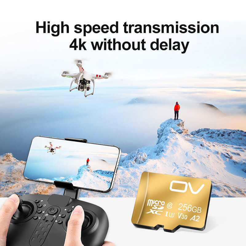 OV kartu memori Microsd, kecepatan tinggi 32GB 64GB 128GB 256GB 512GB A2 U3 SD XC V30 Video 4K untuk DJI Drone UAV