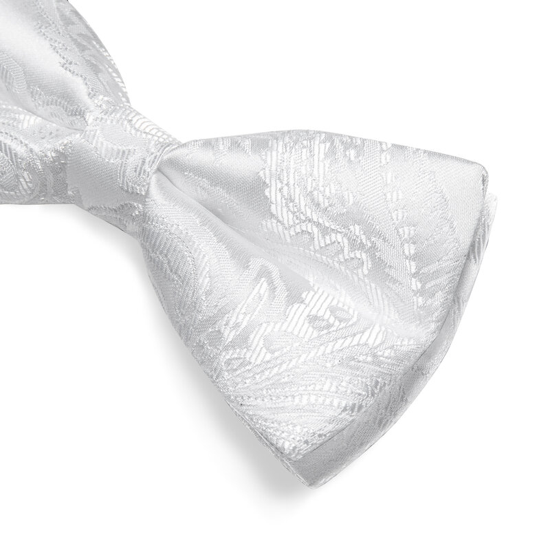 Pajarita preatada blanca de diseñador único con anillo de Joya, pajarita de boda para hombres, nudo de mariposa para negocios, conjunto de pañuelo