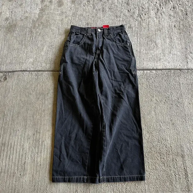 Nowy amerykański luźne jeansy JCNO męski Y2K Retro osobowość wzór czaszki nadruk Harajuku Casual para proste luźne spodnie